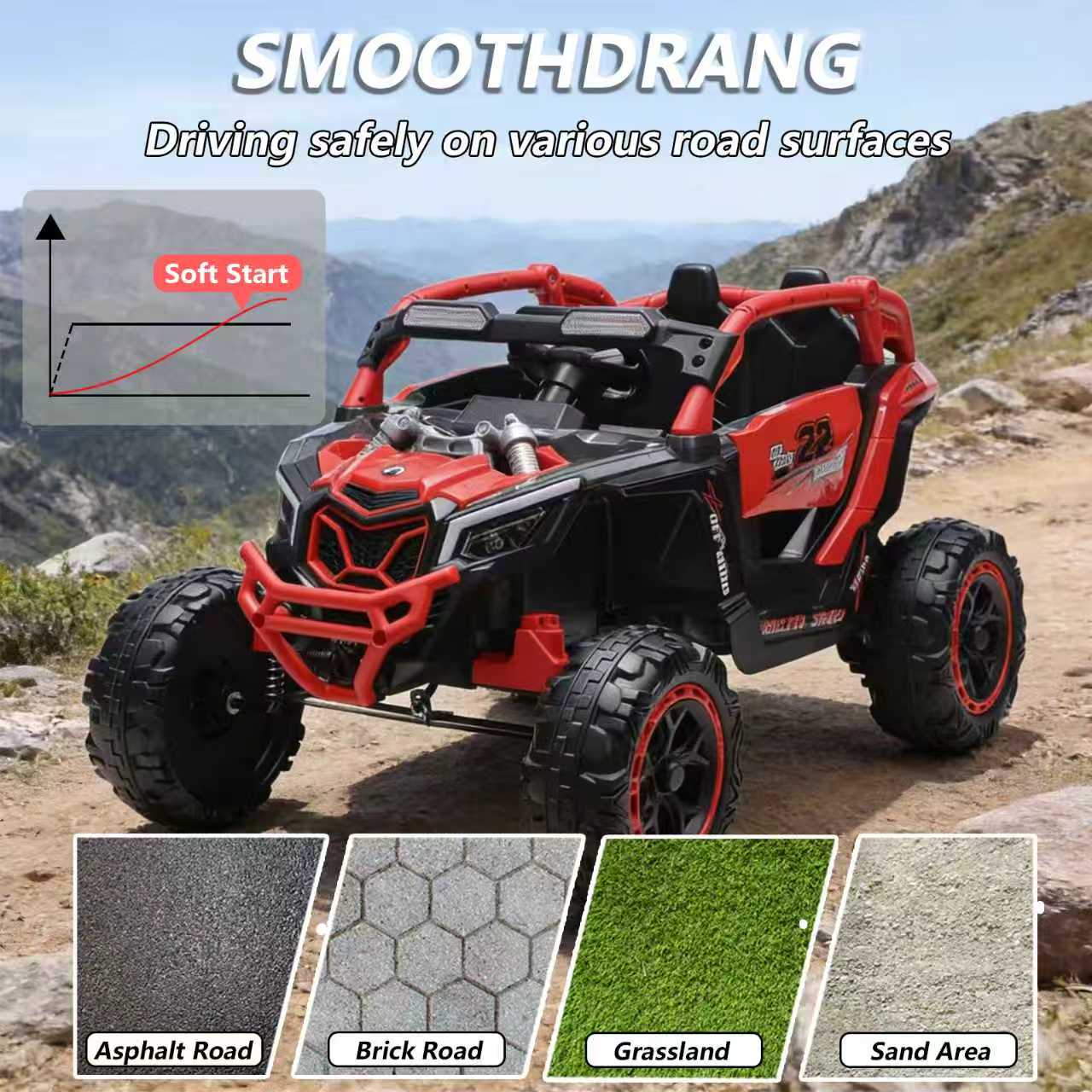 24V 400W Kids Ride On Car with Remote Control & Bluetooth - Red