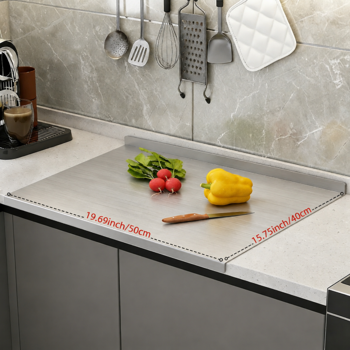 304 Stainless Steel Double-Edge Cutting Board - Non-Slip, Easy to Clean
