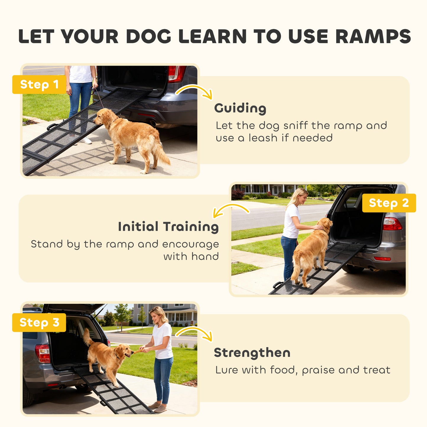 Dog Car Ramp 75-Inch Extra Long Wide Non-Slip Folding Pet Step for Large & Small Dogs
