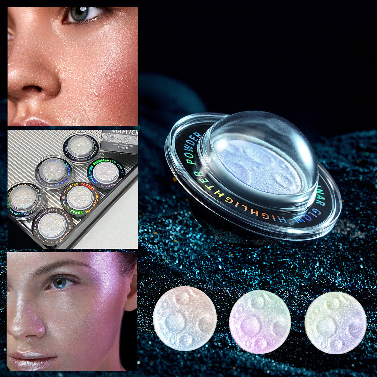Brightening Body Highlight Powder with Glitter Effect - Full Body Makeup Set