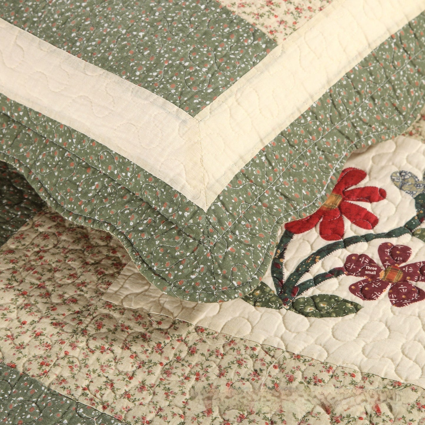 Cotton Summer Duvet Cover Set with Pillowcases - Green, 3 Pieces