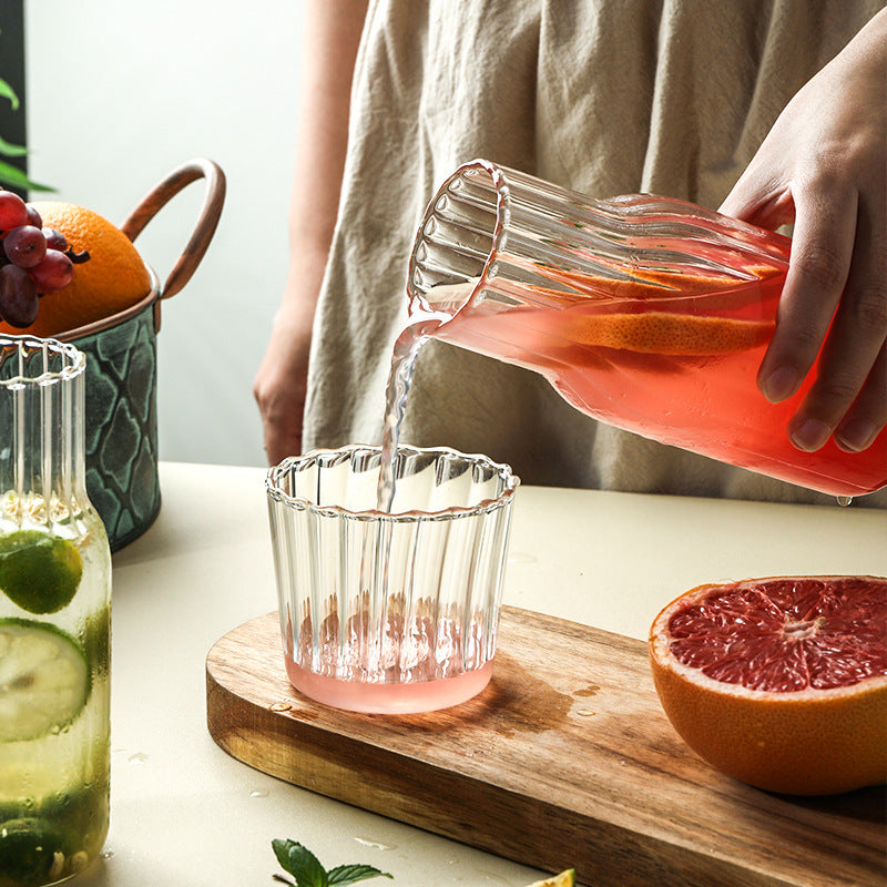 Glass Water Pitcher Set with Cups - Modern Household Drink Dispenser