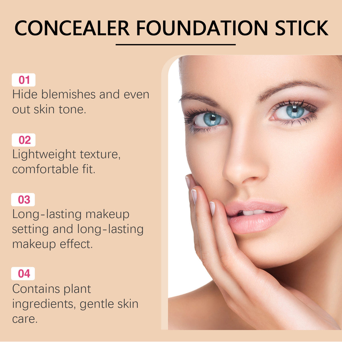 Waterproof & Sweatproof Concealer Stick Foundation - Portable 7g