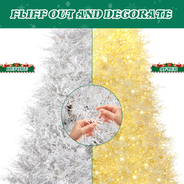 7 FT White Artificial Christmas Tree with 400 Lights & 3 Modes