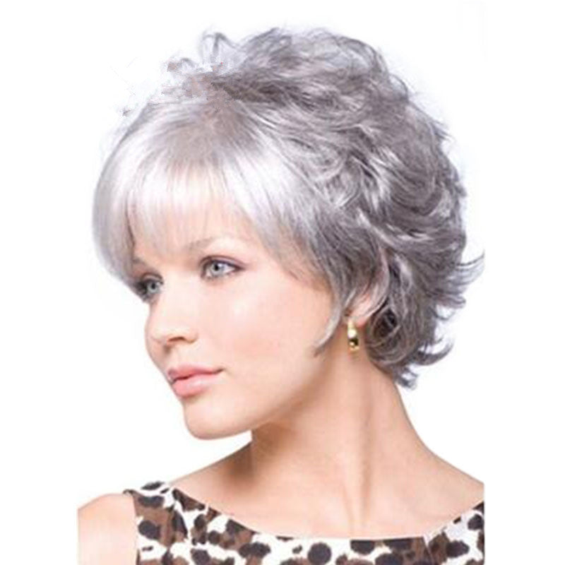 Women's Wig Headgear - Small Volume Hairpiece for Ladies, Grey White