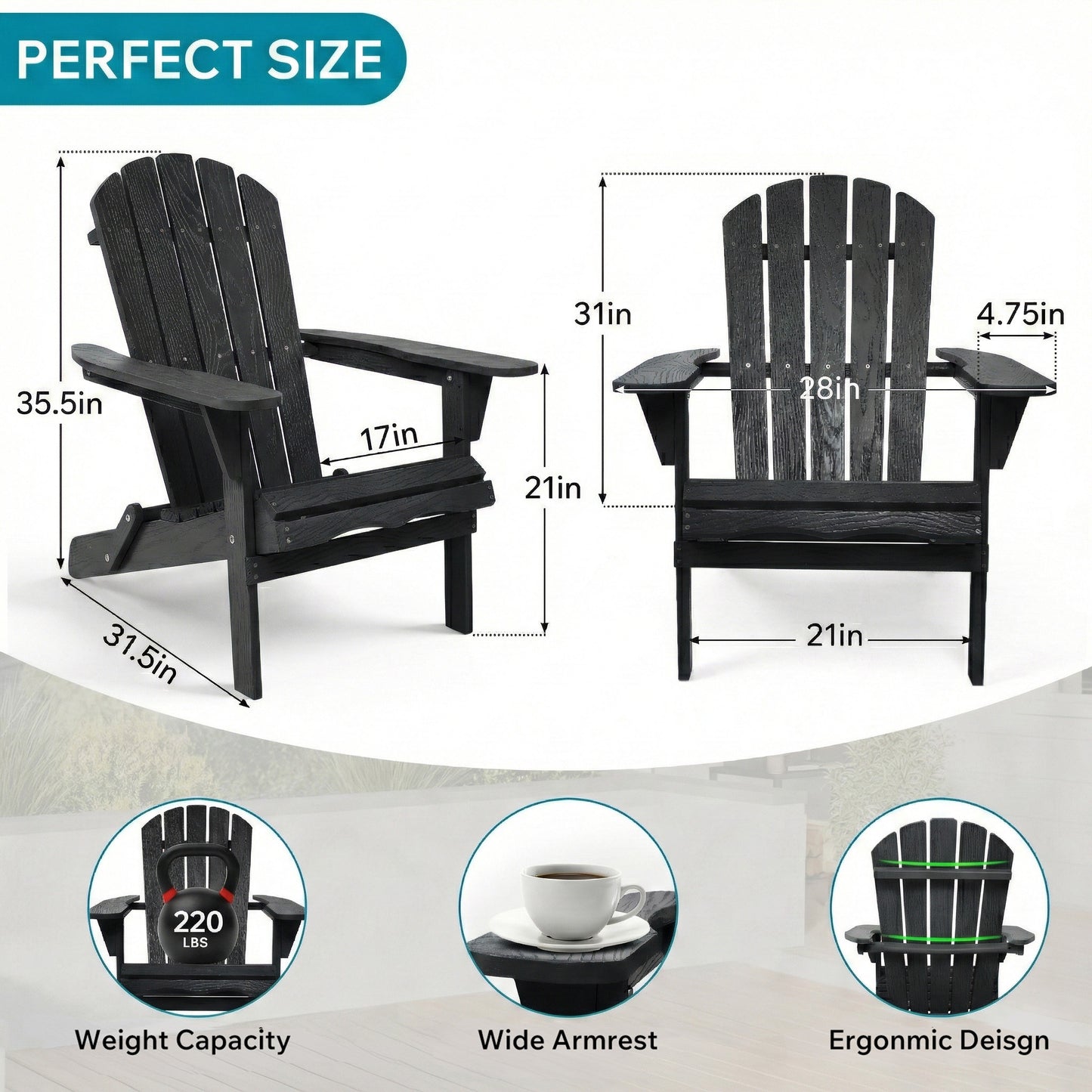 Wood Lounge Patio Chair For Garden Outdoor Wooden Folding Embossed
