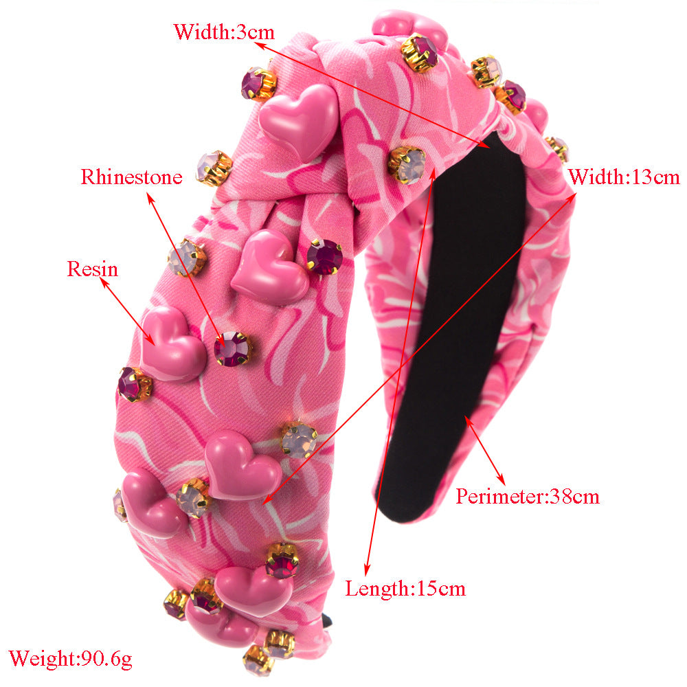 Gem-Inlaid Valentine's Day Headband for Women