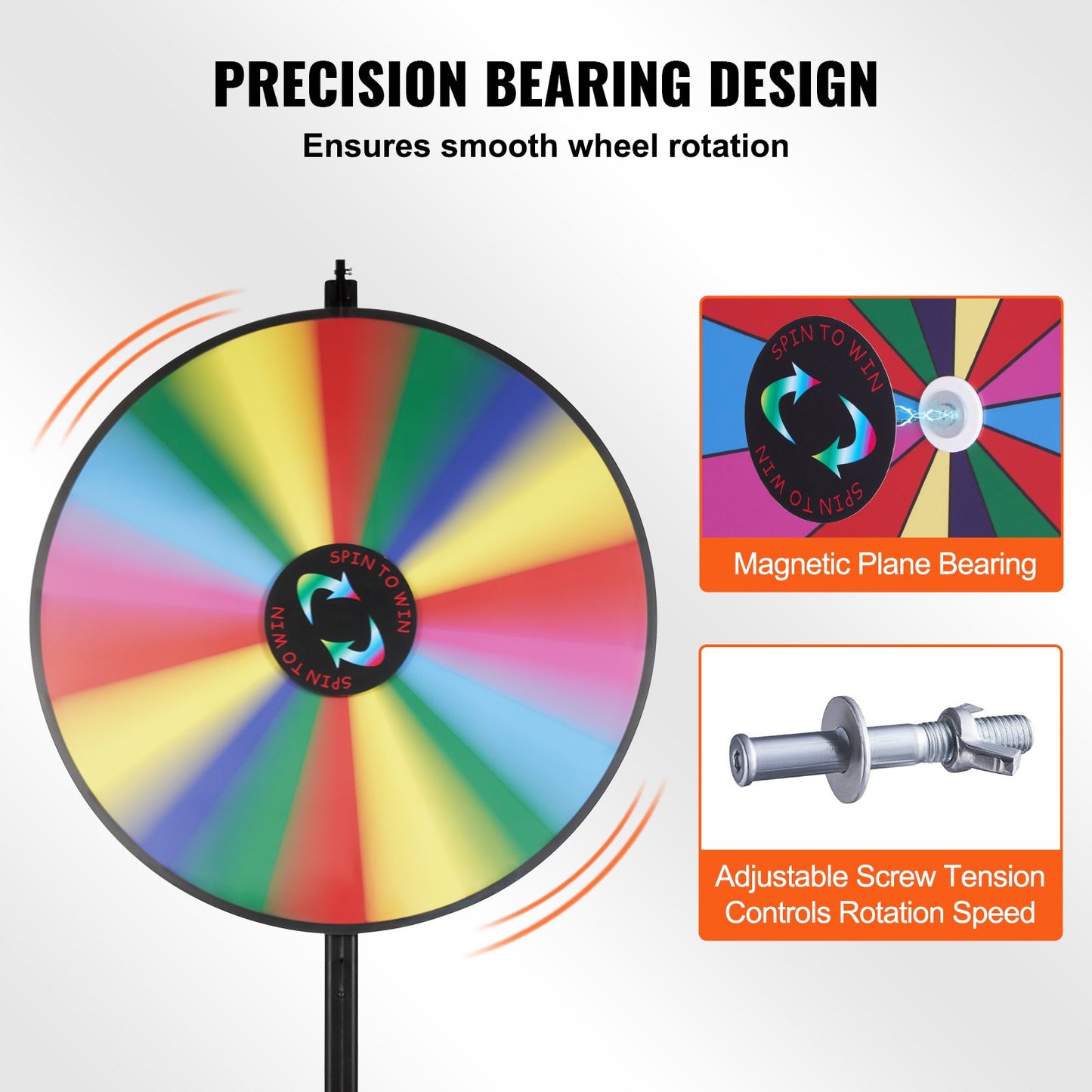 36 Inch Spinning Prize Wheel with 18 Customizable Slots - Black