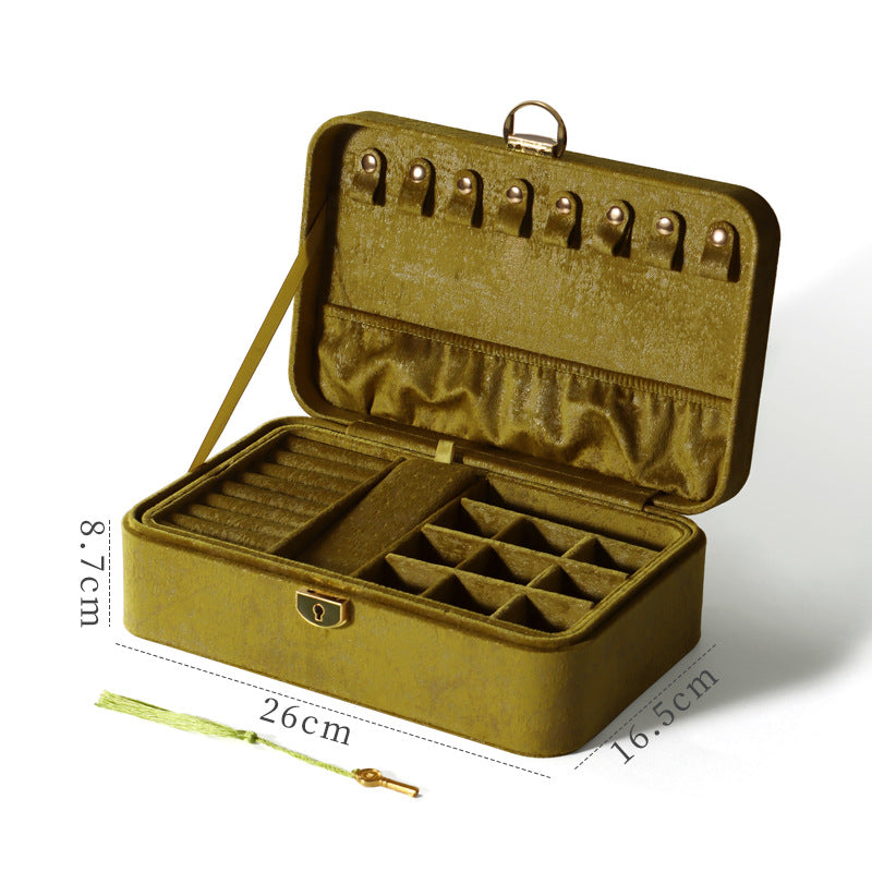 Double-Layer Jewelry Storage Box with Lock for Earrings & Bracelets