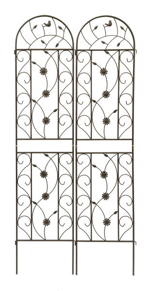 Metal Garden Trellis 86.7" x 19.7" - 2 Pack Brown Rustproof Support
