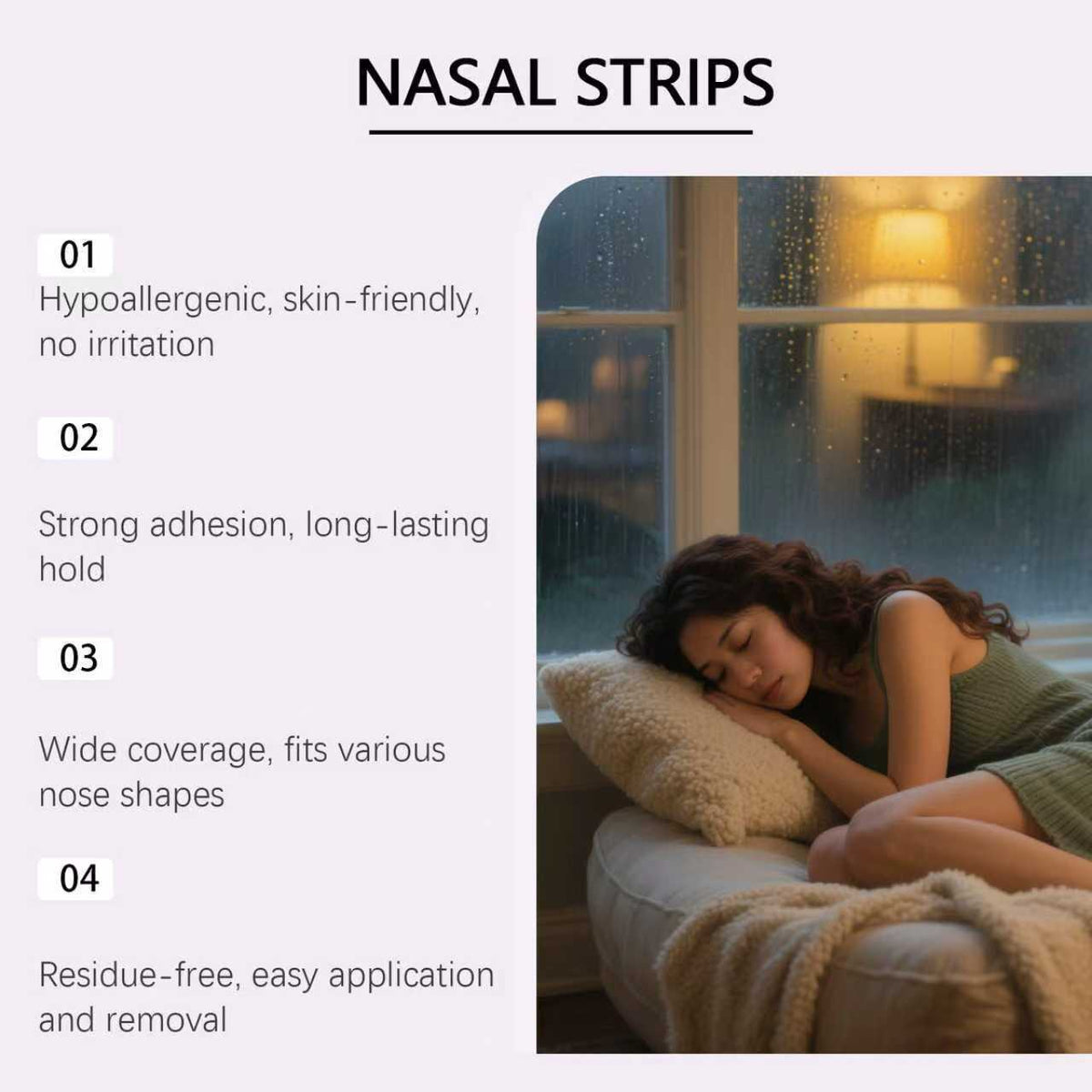 Anti-Snoring Sleep Strips - 30 Pieces Nasal Relief & Breath Aid