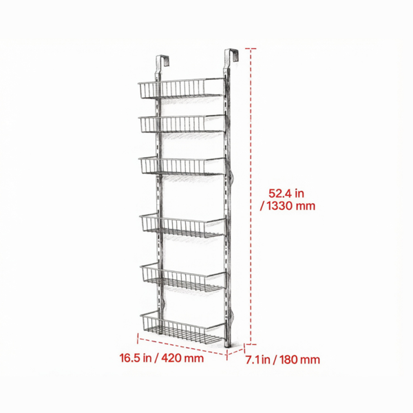 6-Tier Over The Door Pantry Organizer - Adjustable Storage Rack