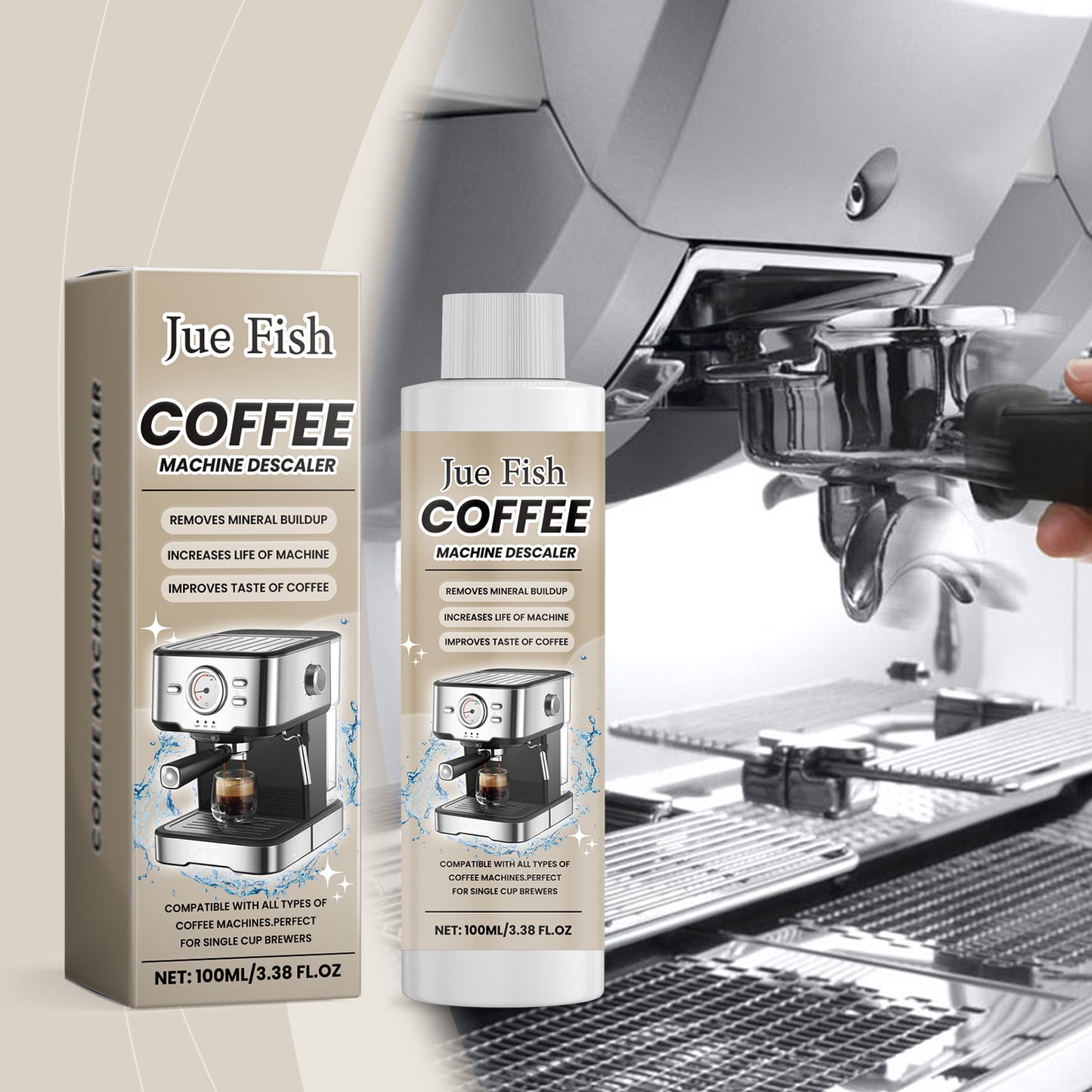 Coffee Machine Descaling Agent 100ml - Oil & Stain Removal, Odor Elimination