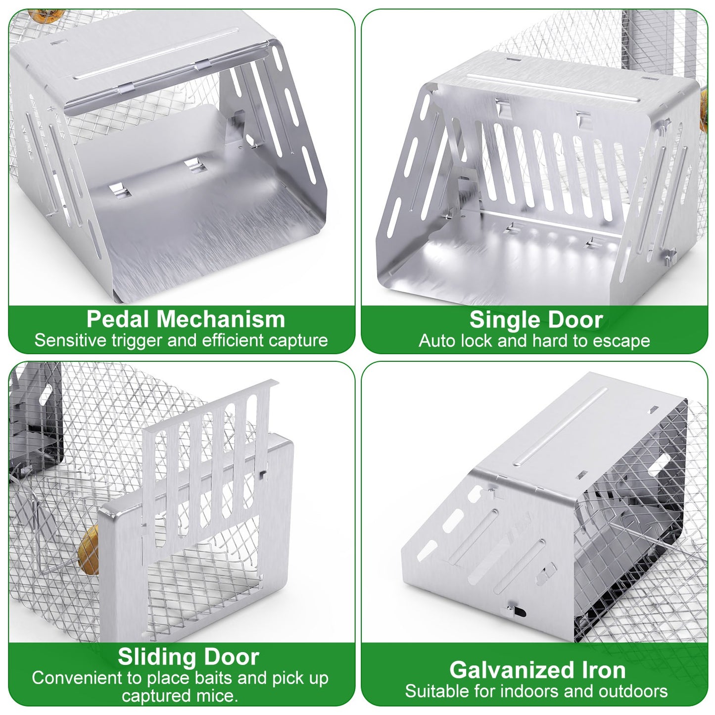 Automatic Continuous Mouse Trap - Humane Live Rodent Cage - Silver