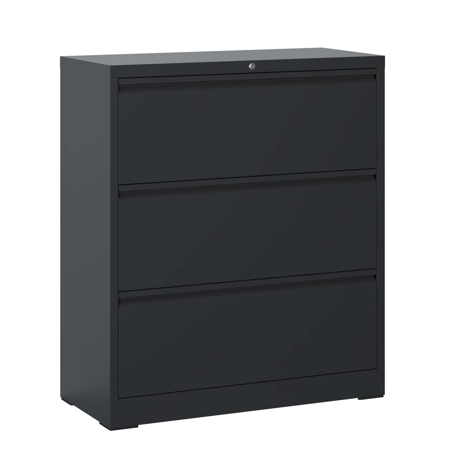 Lateral File Cabinet 3 Drawer, Black Filing With Lock, Lockable For
