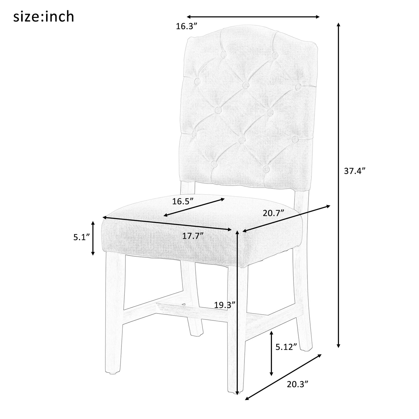 Retro Style Dining Chair Set with 4 Upholstered Chairs - Espresso
