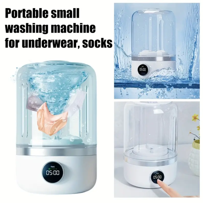 Portable Mini Washer 1.2L - USB Rechargeable Cordless Laundry for Travel & Home