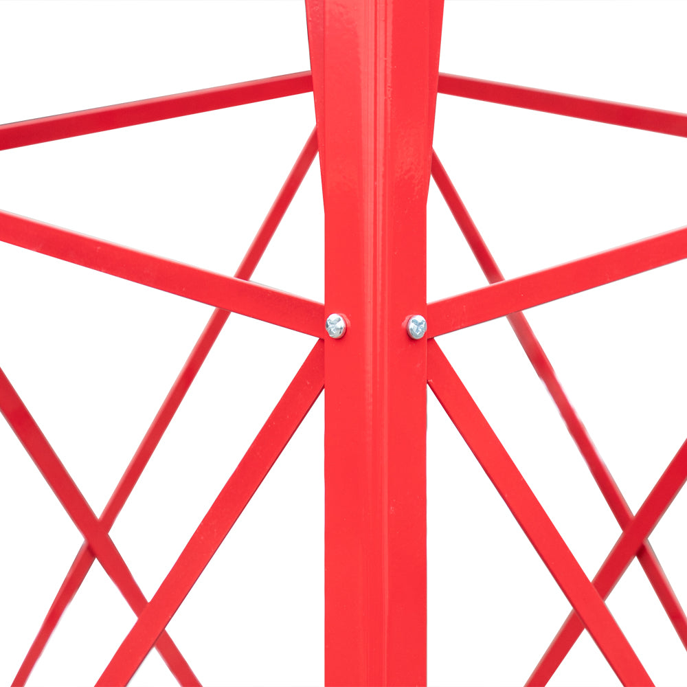 8FT Weather Resistant Garden Windmill with Steel Frame - Red Decorative Windmill for Lawn & Yard