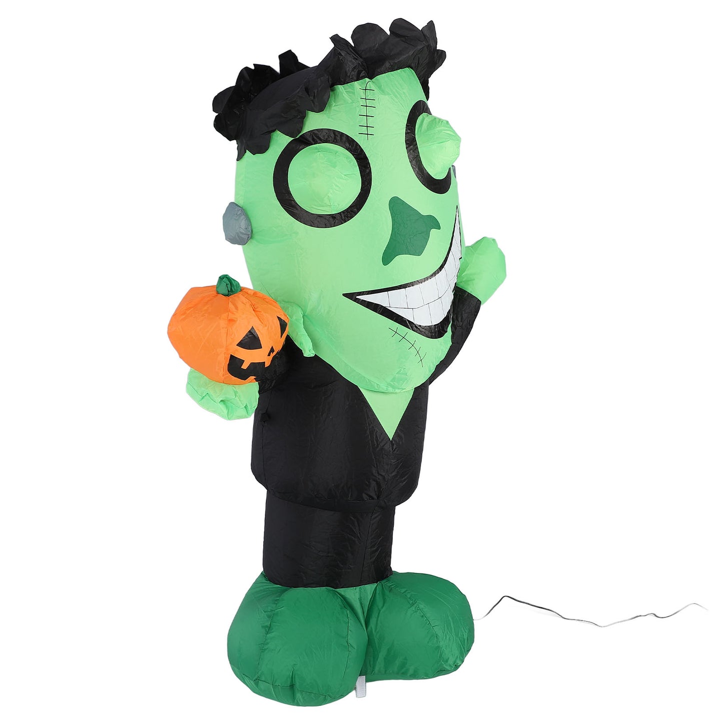 3.9ft Inflatable Green Monster With Pumpkin Big Eyes LED Lights