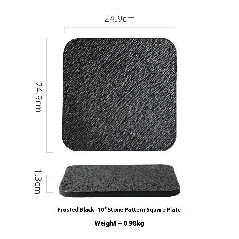 Ceramic Flat Plate Set - Nordic Style Rock Pattern Kitchen Dishware