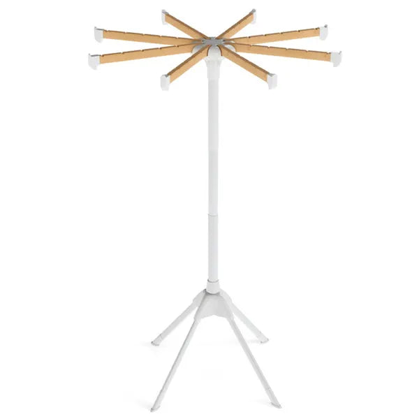 Foldable Bamboo Clothes Drying Rack with 40 Hanger Slots, Space Saving Indoor Laundry Stand