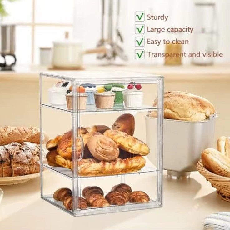 Multi-Layer Acrylic Pastry Display Stand - Transparent Bread Organizer