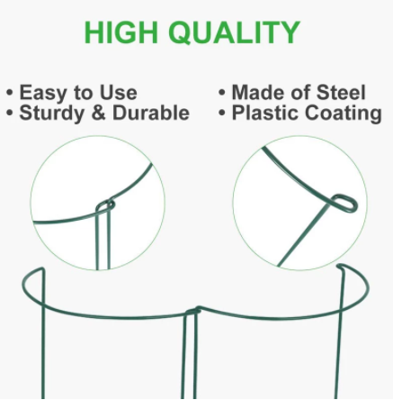 Garden Plant Support Ring Stand Metal Support Frame for Plants - Green