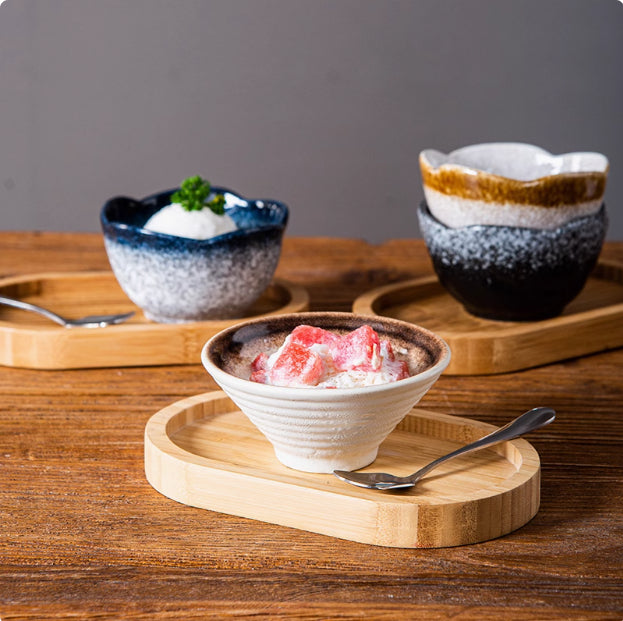Japanese Style Porcelain Dessert Bowl for Afternoon Tea & Ice Cream