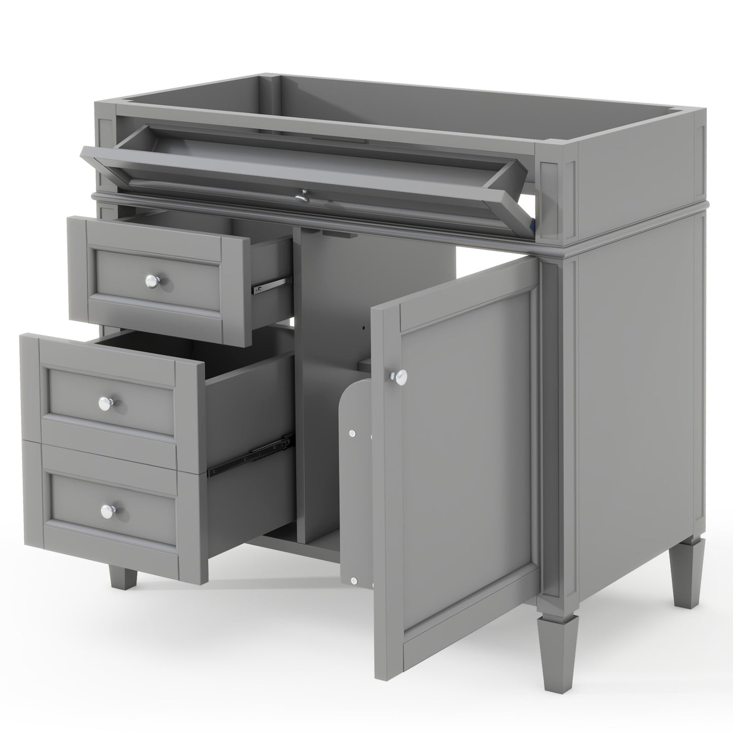 36'' Modern Bathroom Vanity Cabinet with 3 Drawers - Grey