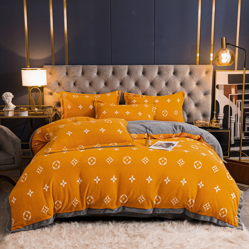 Nordic Thick Velvet Bed Sheet Set - Double-Sided Warm & Cozy Bedding