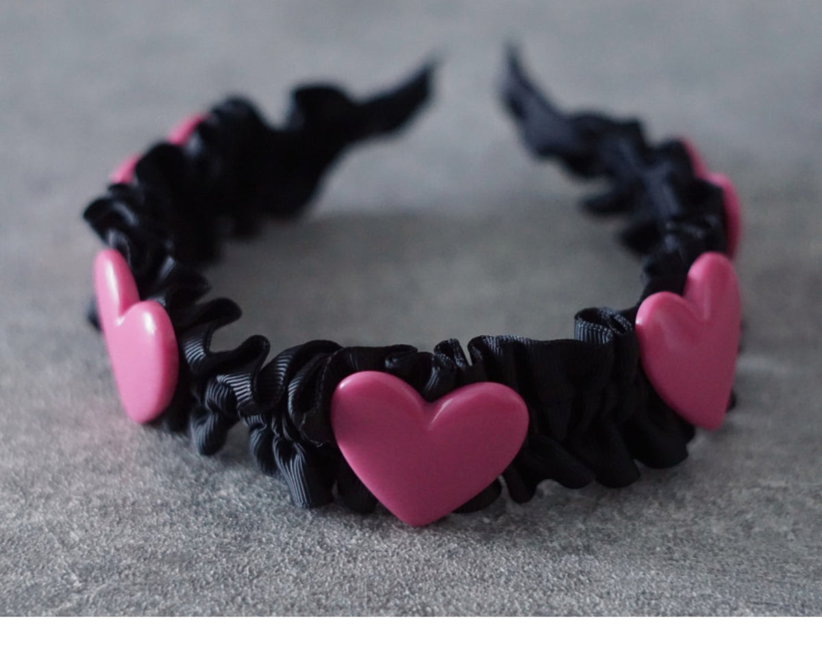 Pleated Resin Cloth Headband - Black