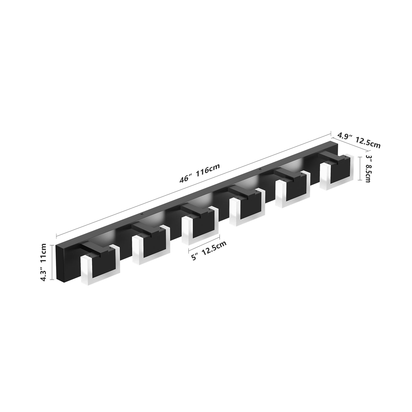 Modern 6-Light Matte Black Vanity Light Fixture for Bathroom