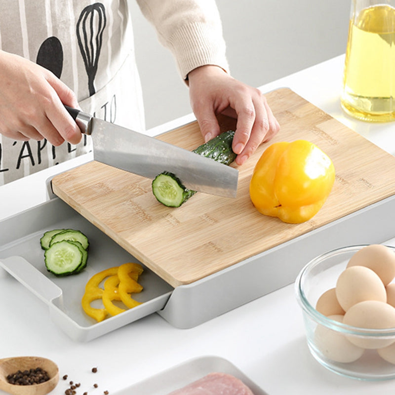 Creative Fruit Cutting Board Set - Grey Bamboo Kitchen Accessory