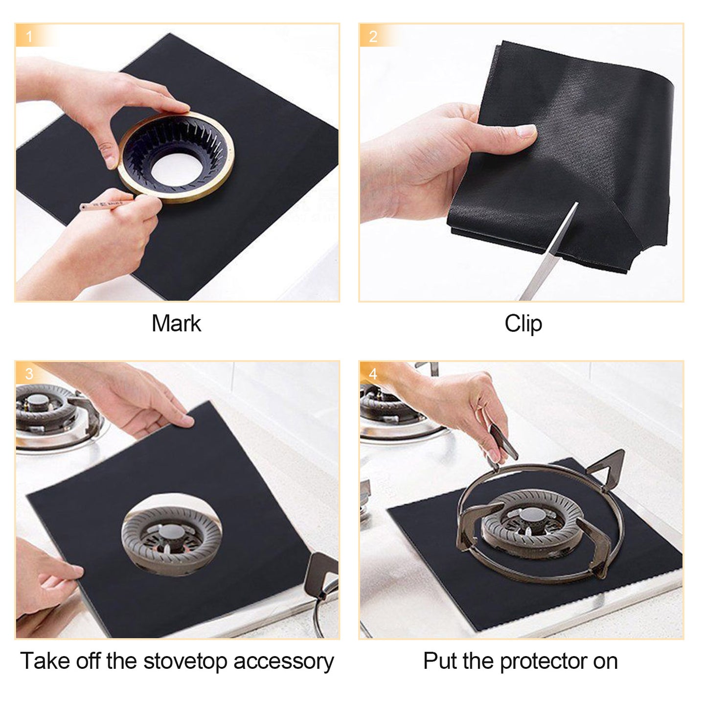 4-Pack Reusable Nonstick Stove Burner Protector Liners