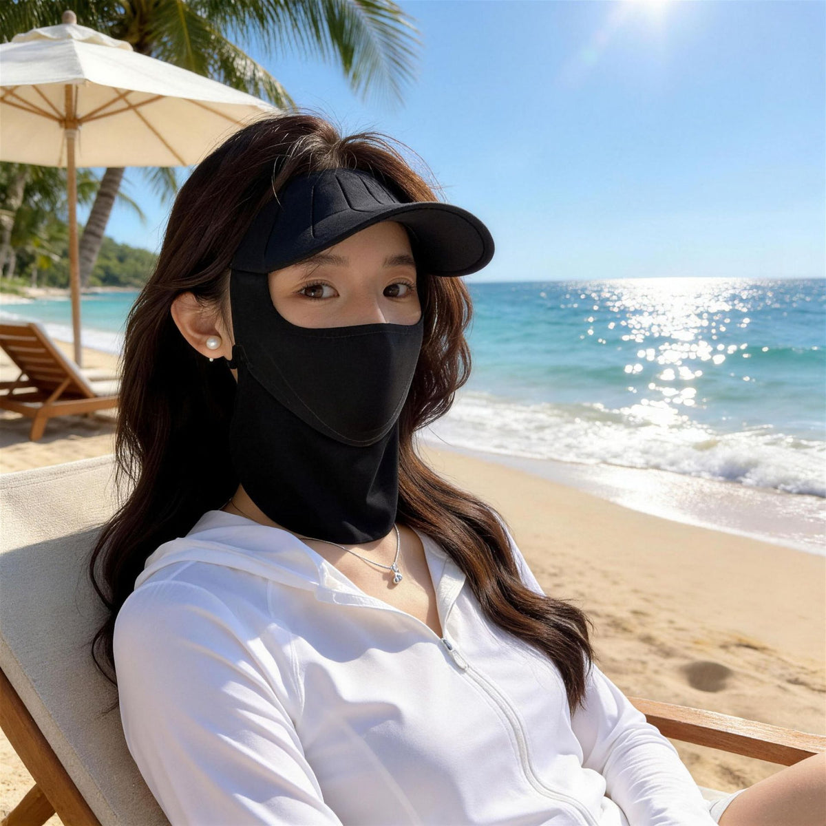Women's Sun-Protective Face Mask with Extended Visor