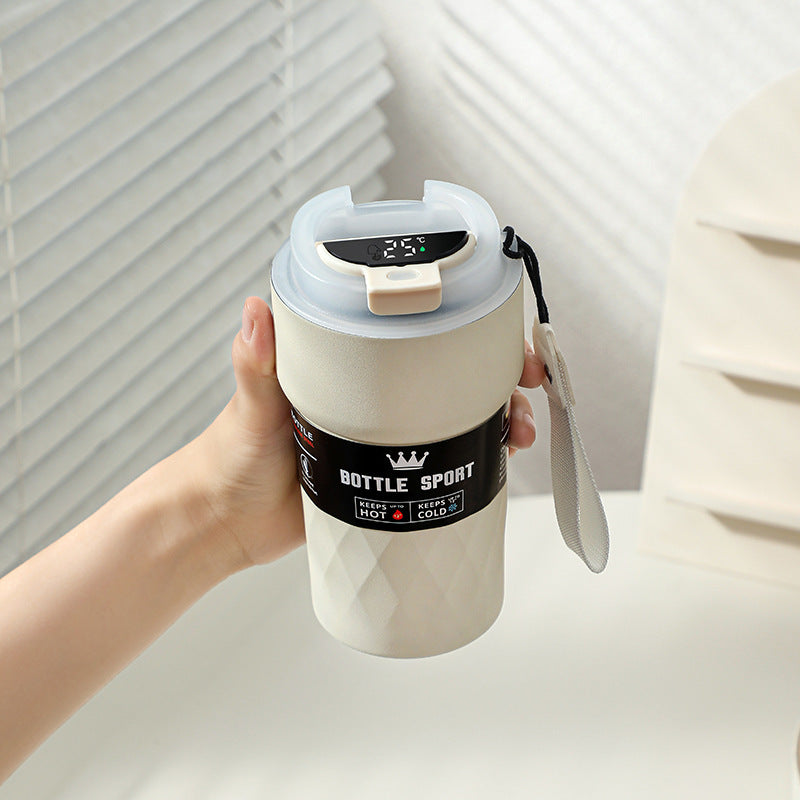 Temperature Measuring Stainless Steel Coffee Cup with Double Layer Vacuum Insulation
