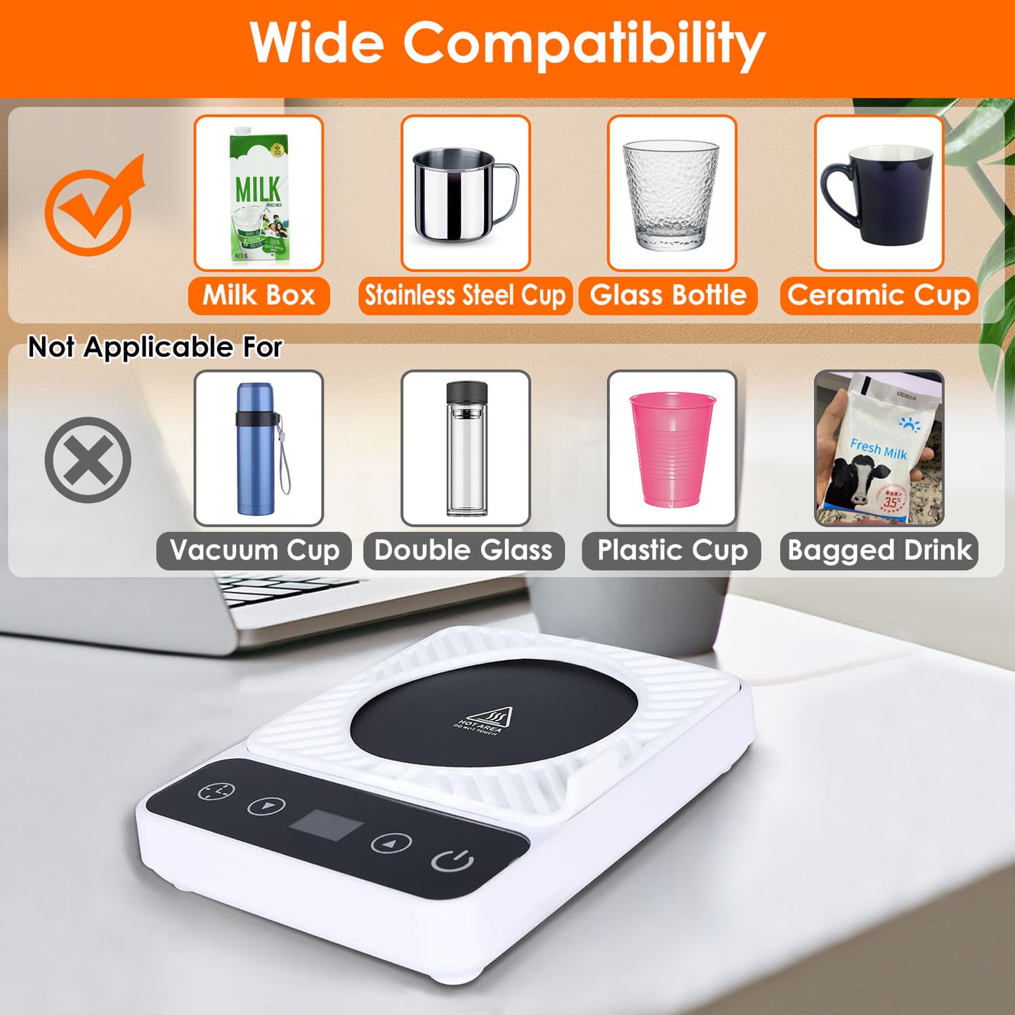 Electric Mug Warmer with 6 Temperature Levels & Auto Shut Off