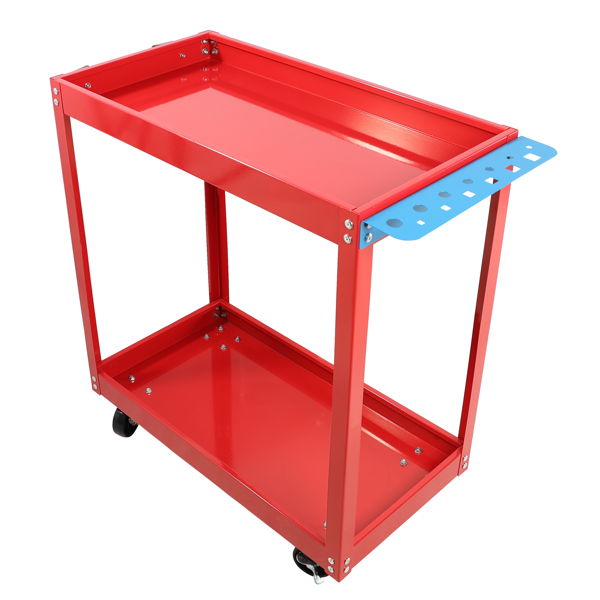 Heavy Duty Steel Utility Cart on Wheels - 400LBS Capacity Industrial Service Cart for Garage Warehouse Workshop - Bright Red