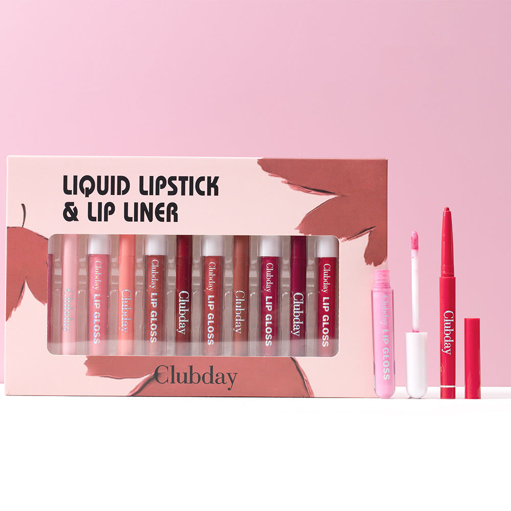 Velvet Matte Lip Glaze and Lip Liner Pen Set - 12 Piece Makeup Collection