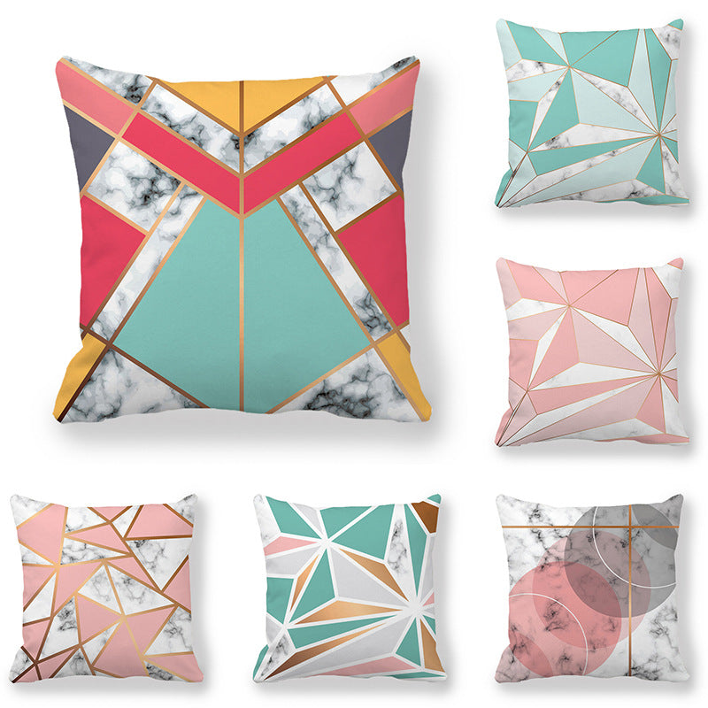 Geometric Pattern Pillow Cover Peach Skin Fabric Decorative Cushion Cover