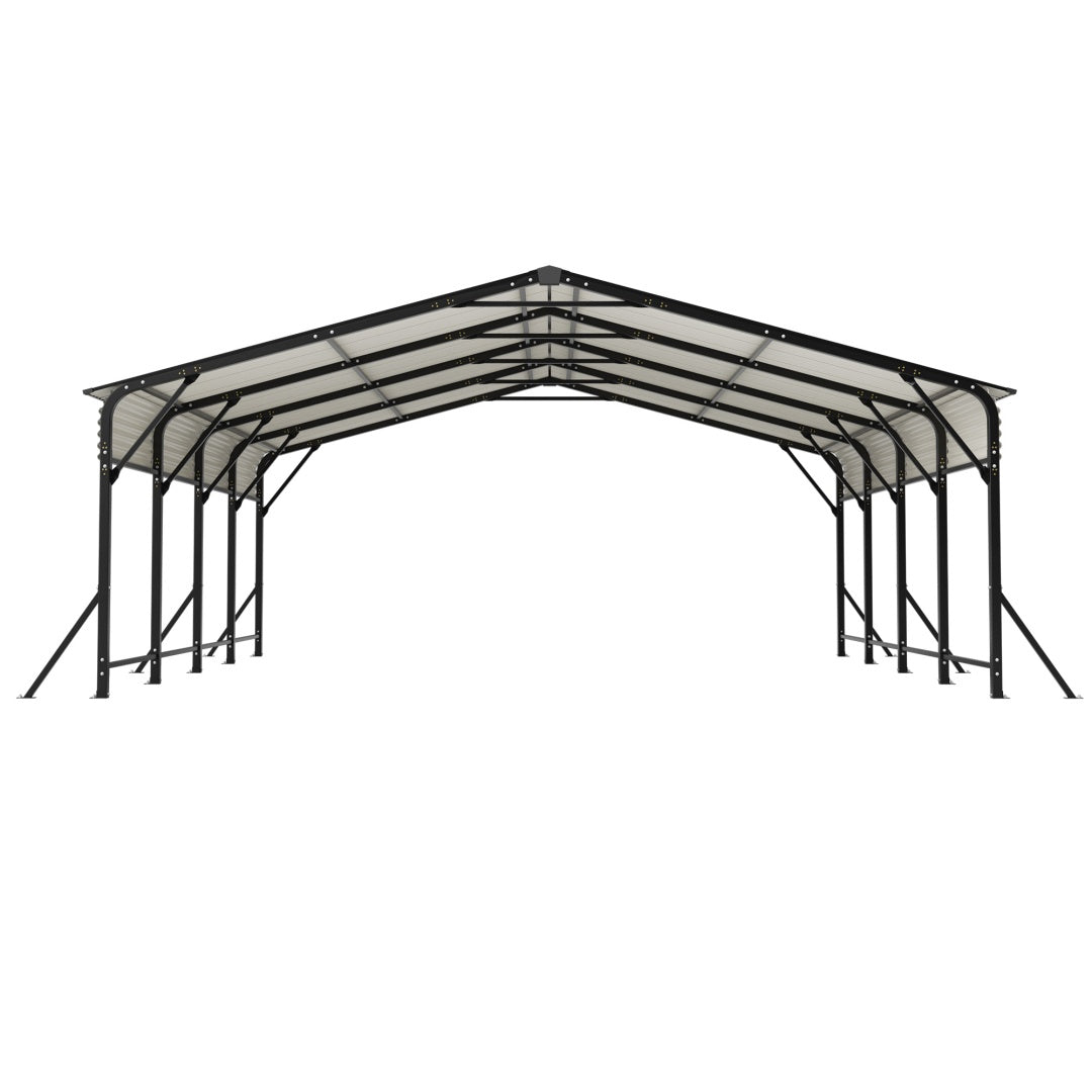 Heavy Duty Galvanized Steel Carport Canopy with Waterproof Roof - Large Capacity Shelter