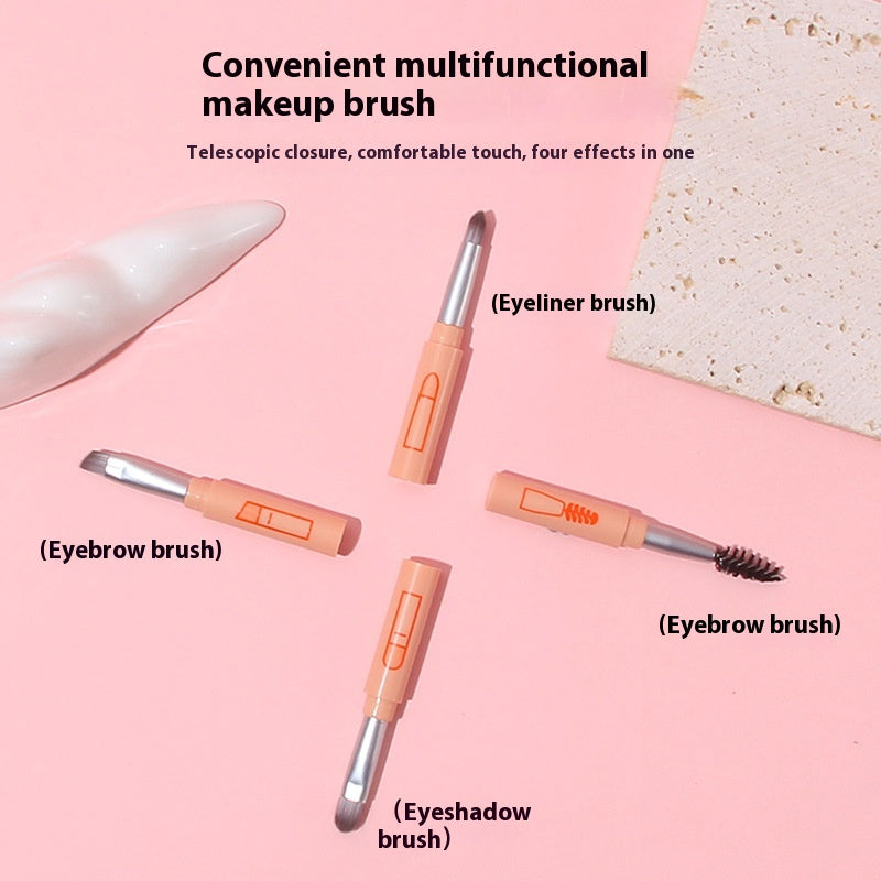 Multifunctional Aluminum Makeup Brush Set - 4-in-1 Eye Shadow & Face Tools