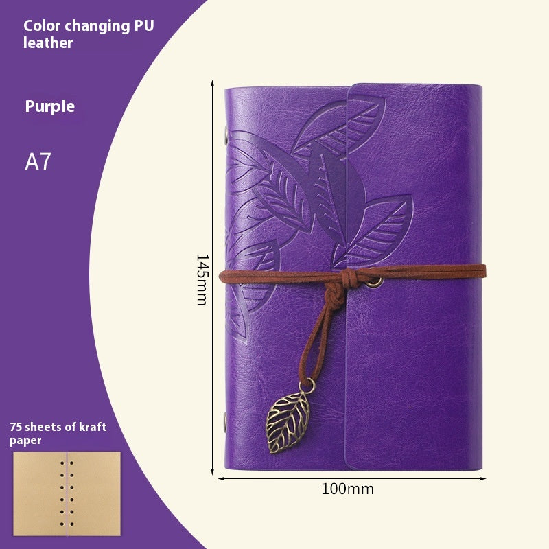 Vintage Travel Notebook - Loose Leaf Diary with Imitation Leather Cover