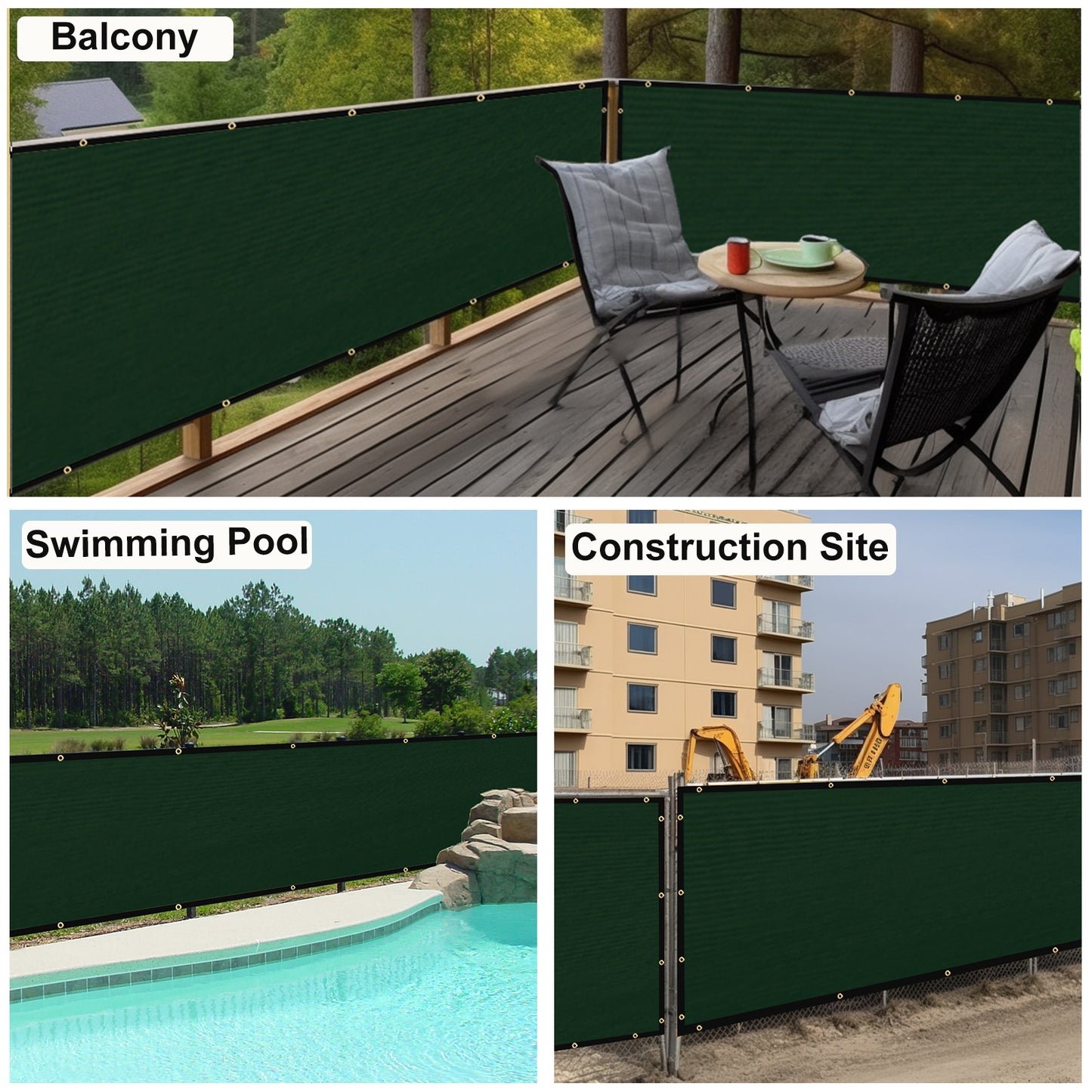 5'X25' Privacy Fence Screen - Dark Green, Grey, Brown HDPE Outdoor Barrier