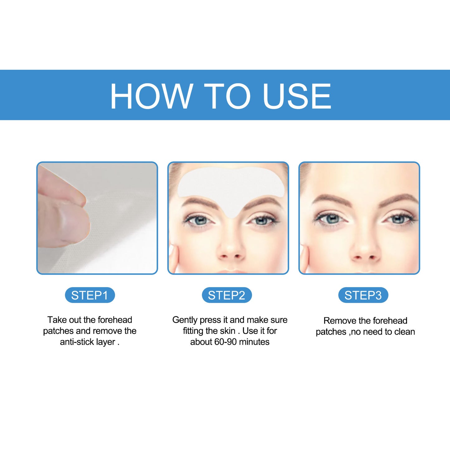 Forehead Wrinkle Smoothing Patch with Collagen, Aloe Vera & Glycerin