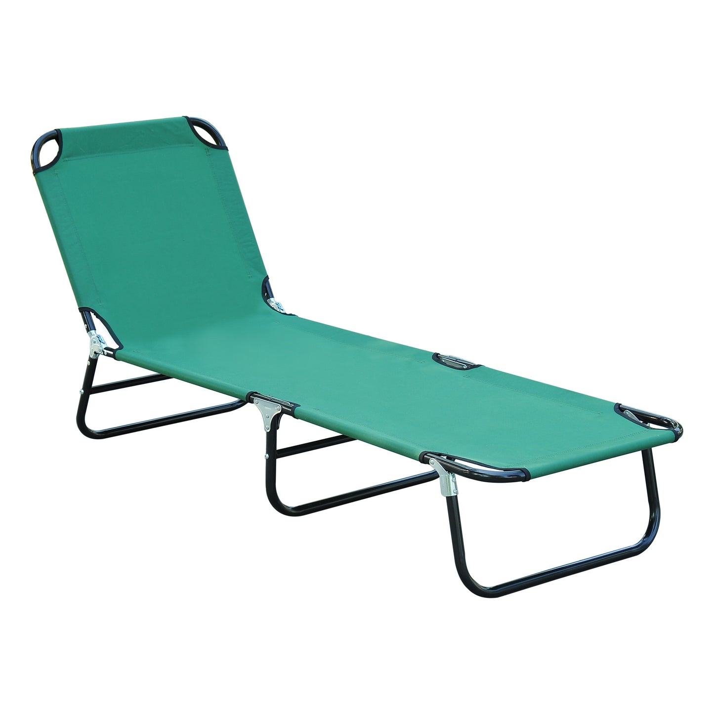 Folding Patio Lounge Chair - 5-Level Adjustable Backrest in Green