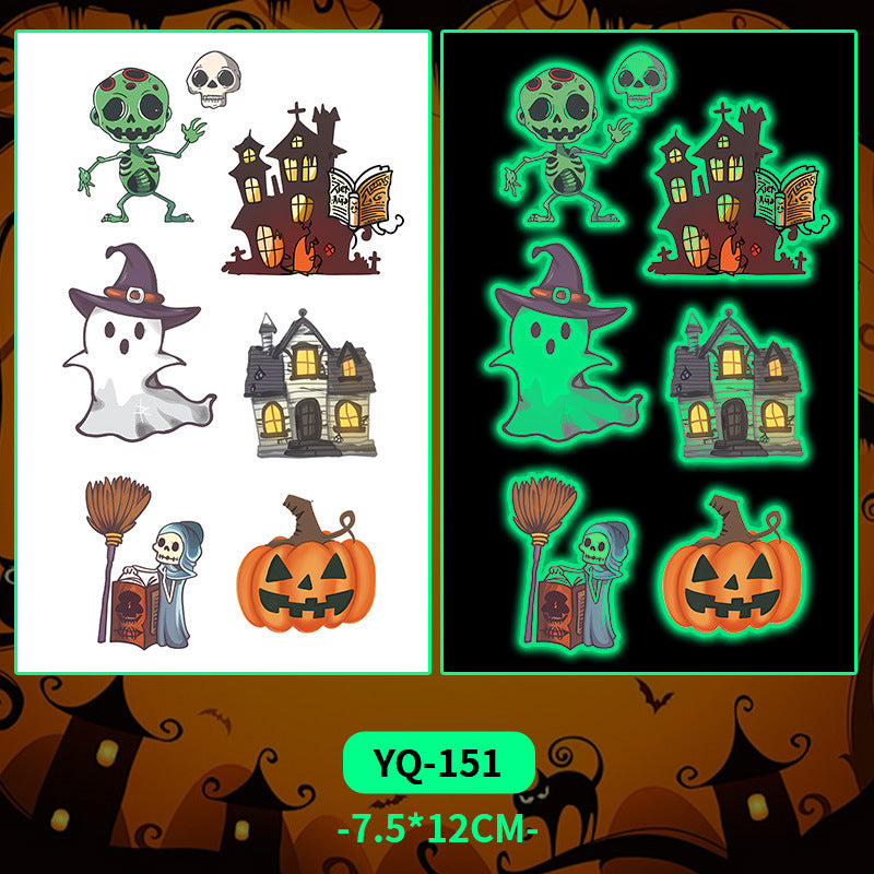 Glow-in-the-Dark Colorful Tattoo Stickers for Halloween & Parties