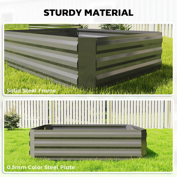 Raised Garden Bed with Mini Greenhouse - Durable Steel and PE Cover