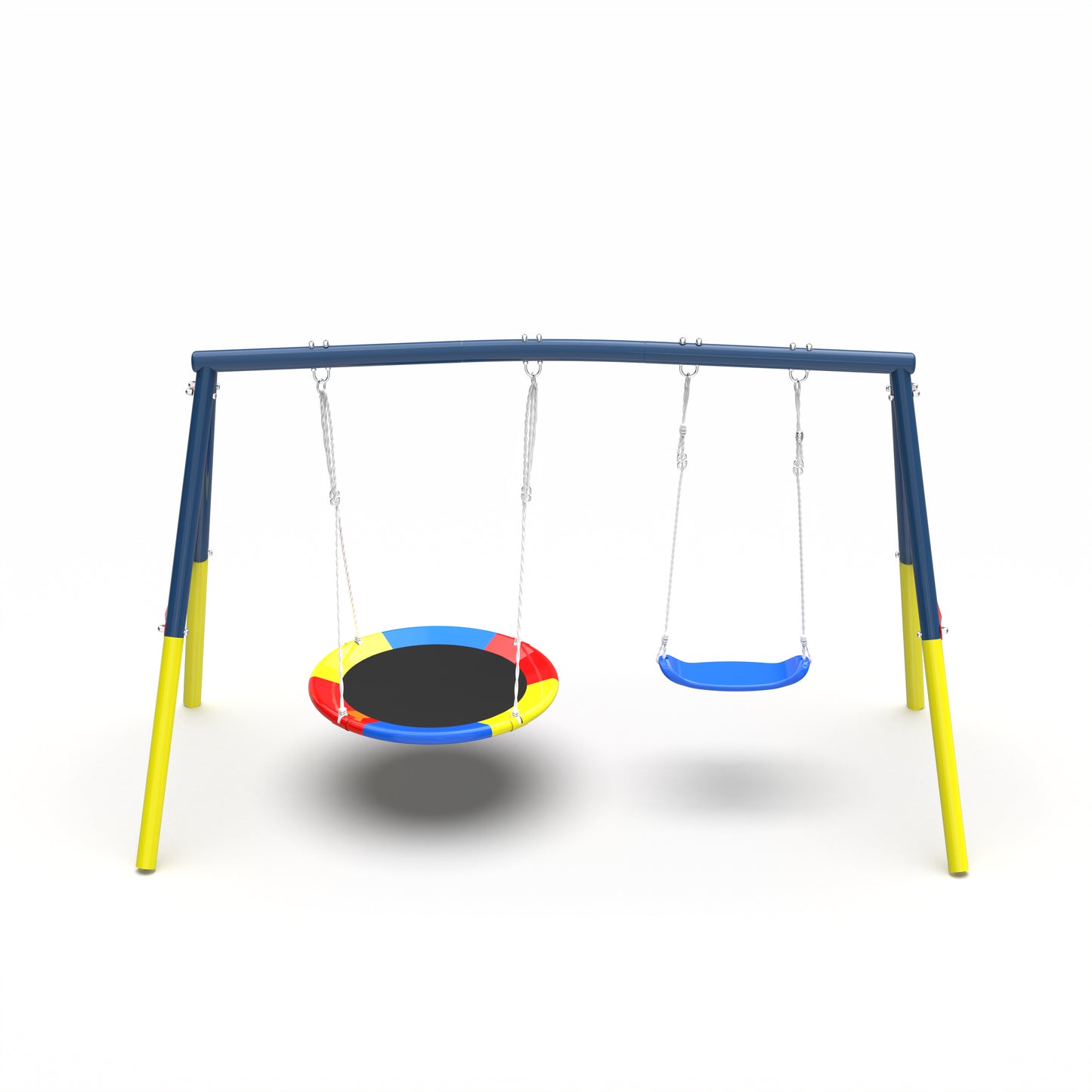 Heavy-Duty Swing Set for Backyard - 330lbs Capacity with Saucer & Belt Swings - Blue