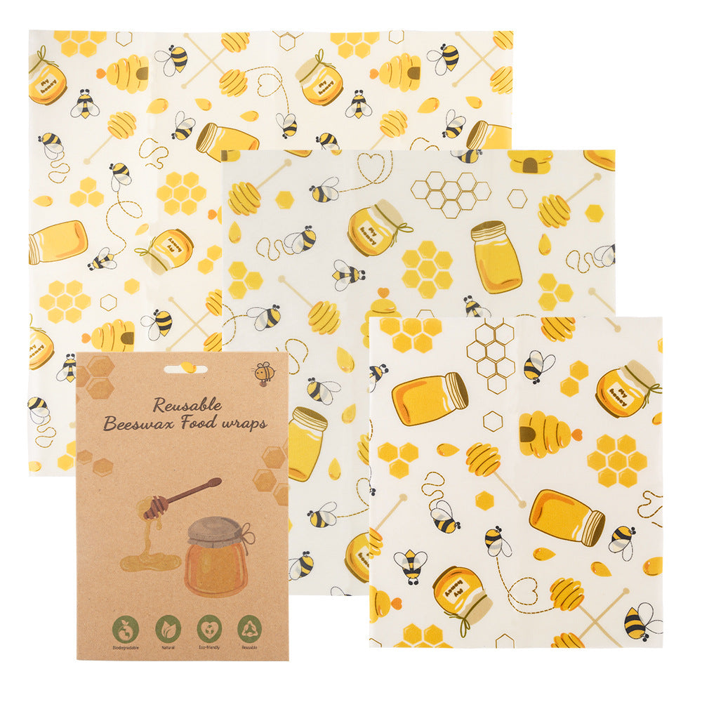 3-Piece Beeswax Food Wraps - Eco-Friendly, Reusable Food Storage Cloths